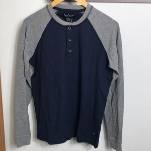 Tailor Vintage shirt gray & blue, 3 buttons, size small